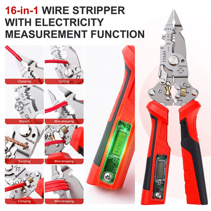 2026 Upgraded 16-in-1 Heavy-Duty Wire Stripper | Rechargeable Electrical Pliers with Built-in Voltage Tester ⚡️🛠️ LGZ