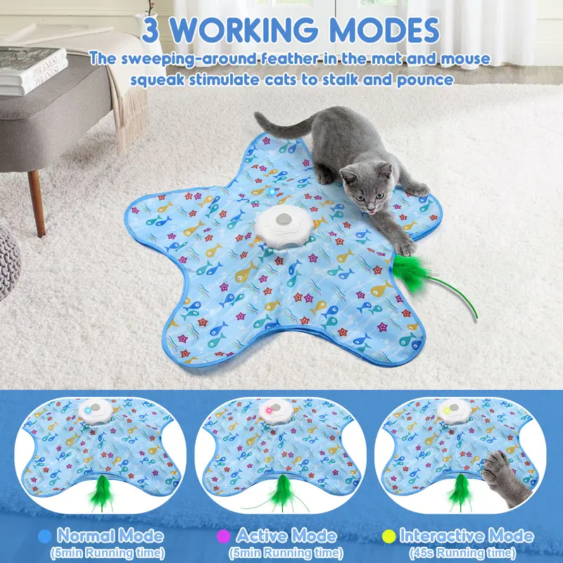 ✨Interactive Random Moving Feather Cat Toy🐱 Hide-and-seek Rechargeable Cat Plaything🔋 Great for indoor exercise & relieve cat boredom😺 Suitable for all cat breeds🐾-XLB