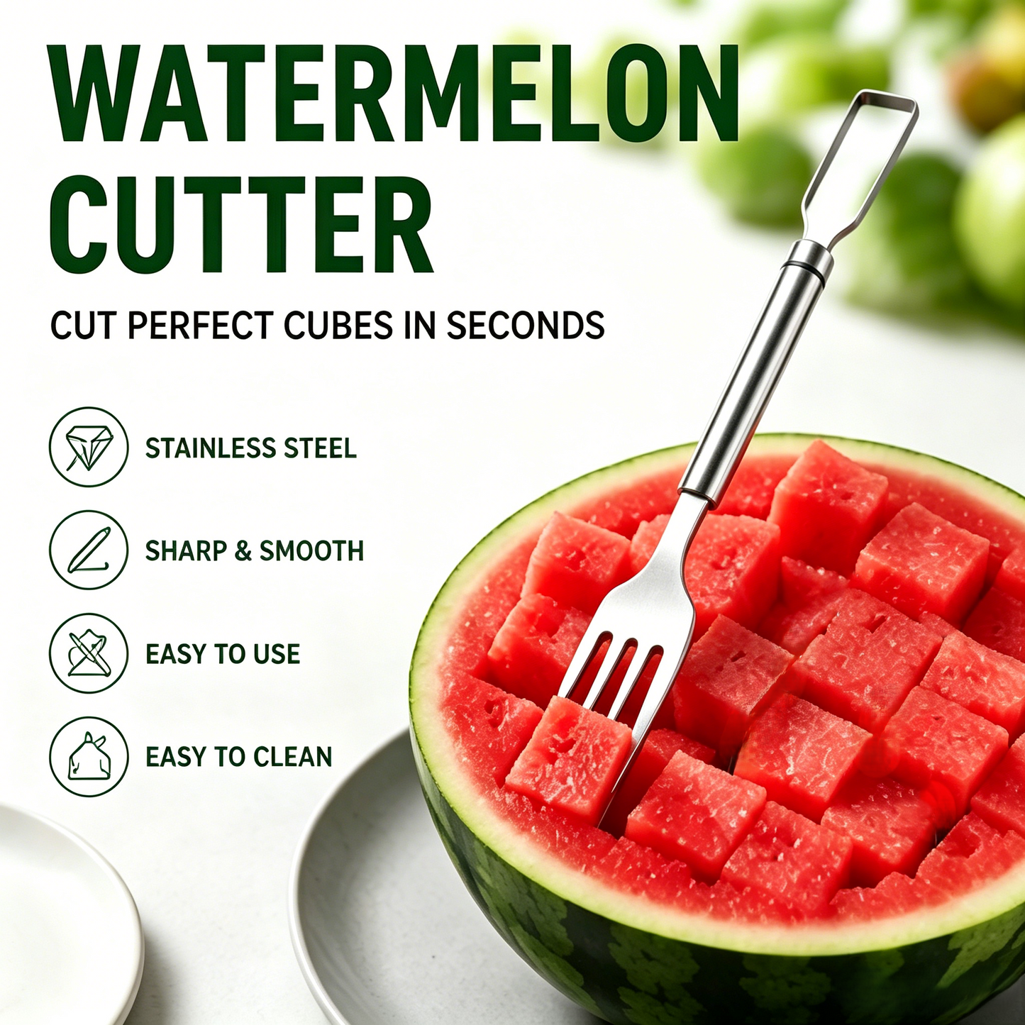 🍉 Watermelon Cube Cutter Fork – Fun, Safe, and Fast Fruit Slicing Tool-WBJ