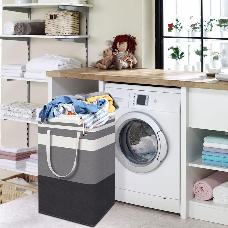 Collapsible Laundry Hamper Set, Large Capacity Fabric Laundry Baskets with Handles for Clothes & Storage-TTT