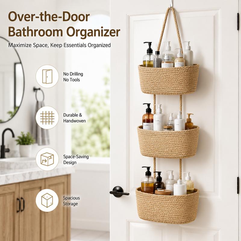 🧺 3-Tier Over Door Storage Basket • Bathroom & Nursery Organizer 🚪-VIM