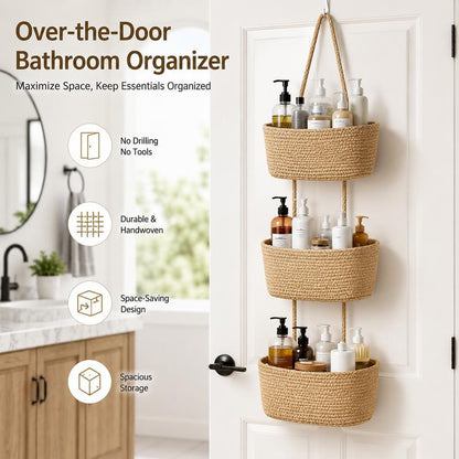 🧺 3-Tier Over Door Storage Basket • Bathroom & Nursery Organizer 🚪-VIM