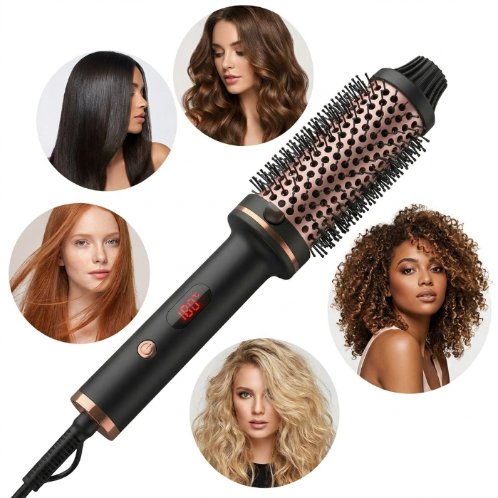 5-in-1 Hair Dryer Brush, Anti-Scalding Hot Air Styler for Easy Curls & Volume, No Heat Damage Volumizer Comb 🌟-QZZ