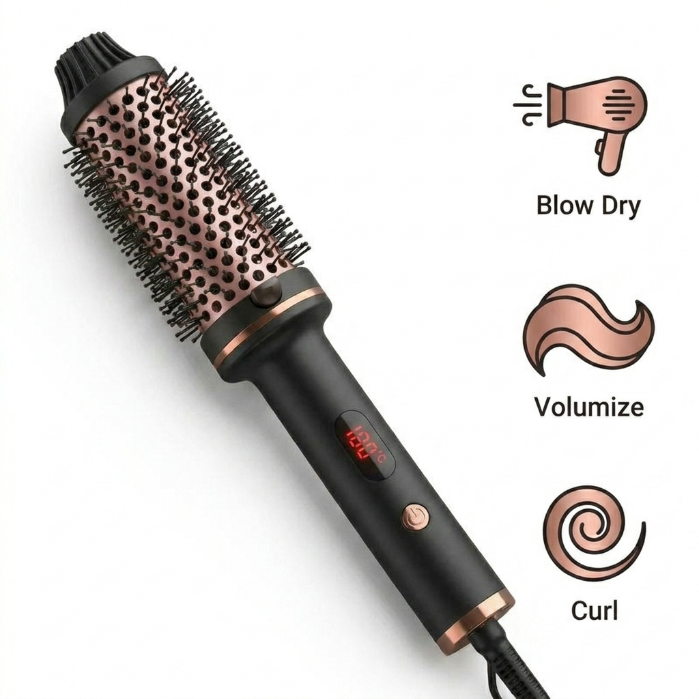 5-in-1 Hair Dryer Brush, Anti-Scalding Hot Air Styler for Easy Curls & Volume, No Heat Damage Volumizer Comb 🌟-QZZ