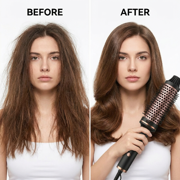 5-in-1 Hair Dryer Brush, Anti-Scalding Hot Air Styler for Easy Curls & Volume, No Heat Damage Volumizer Comb 🌟-QZZ