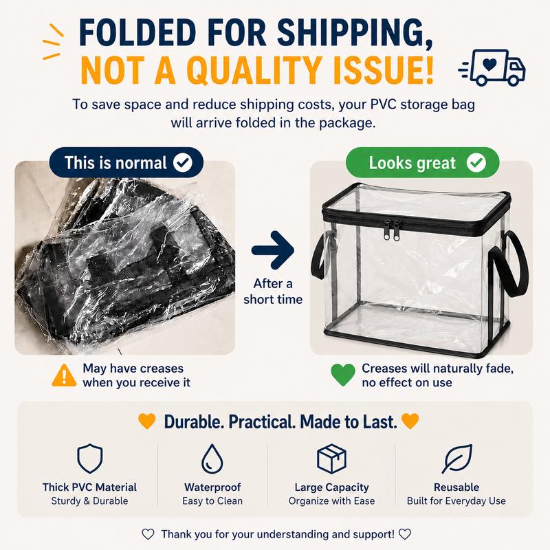 Clear PVC Storage Bags with Zipper, Waterproof Foldable Organizer for Clothes, Toys, and Household Items-TTT