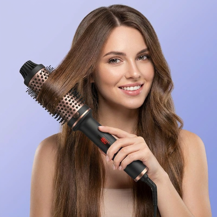 5-in-1 Hair Dryer Brush, Anti-Scalding Hot Air Styler for Easy Curls & Volume, No Heat Damage Volumizer Comb 🌟-QZZ