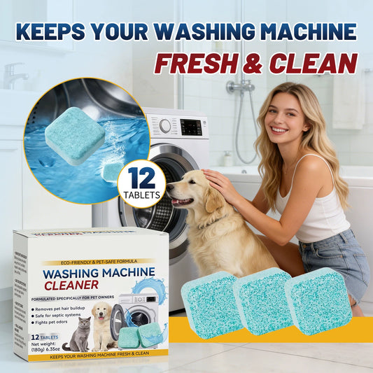 12Pcs Eco-Friendly Washing Machine Cleaner Tablets, Removes Pet Hair Buildup, Strong Deodorization, Long-Lasting Washer Inner Drum Cleaning.-KPL