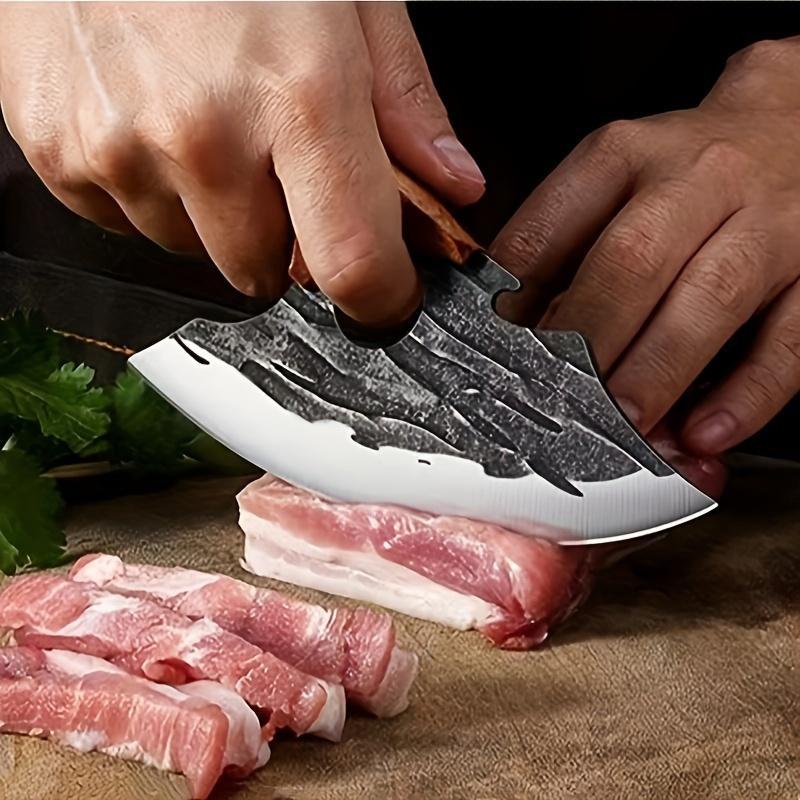 🔪[Buy 1 Get 1 FREE] Hand-Forged Carbon Steel Kitchen Knife Set - Ultra Sharp Cleaver & Boning Knife, Ergonomic Wooden Handle, Multi-Functional Meat & Vegetable Slicer for Home Cooking.-AUX