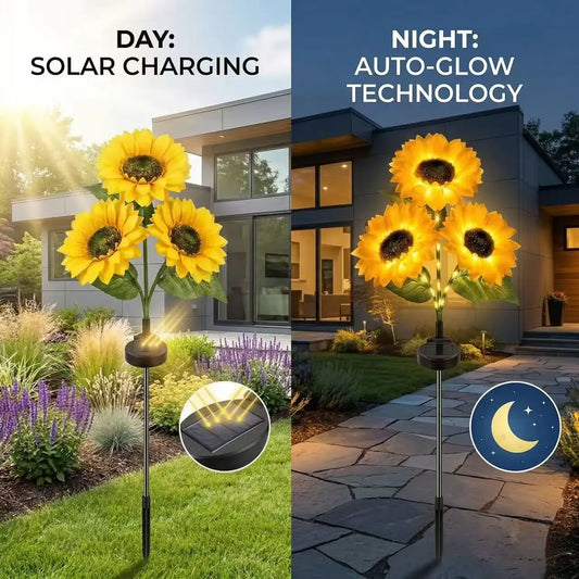 ☀️Solar Sunflower Garden Lights🌻 Waterproof LED Outdoor Stake Light💧with Auto On/Off for Yard, Pathway & Patio Decor-YOY
