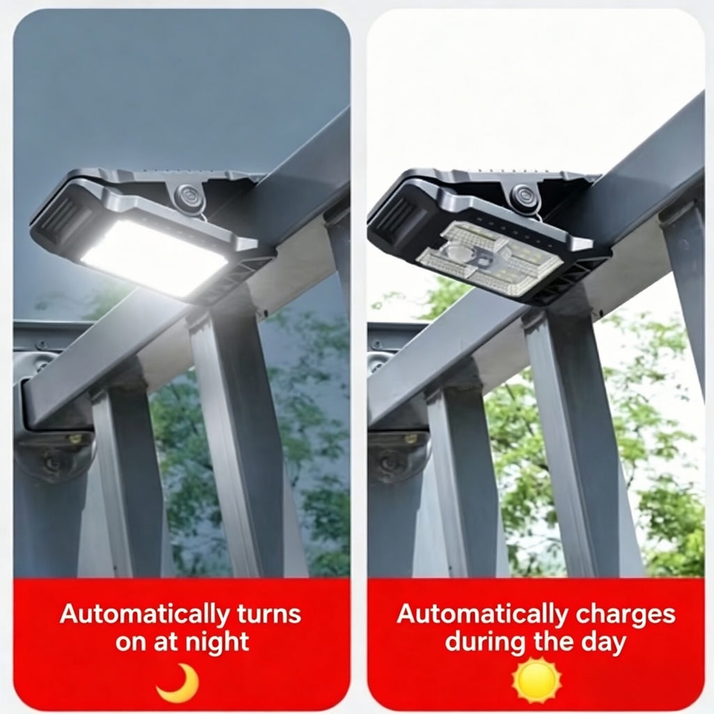 ☀️☀️☀️Upgraded Solar Clip Light - Motion Sensor Outdoor Camping & Garden Patio Light, Zero Electricity Cost-AUX