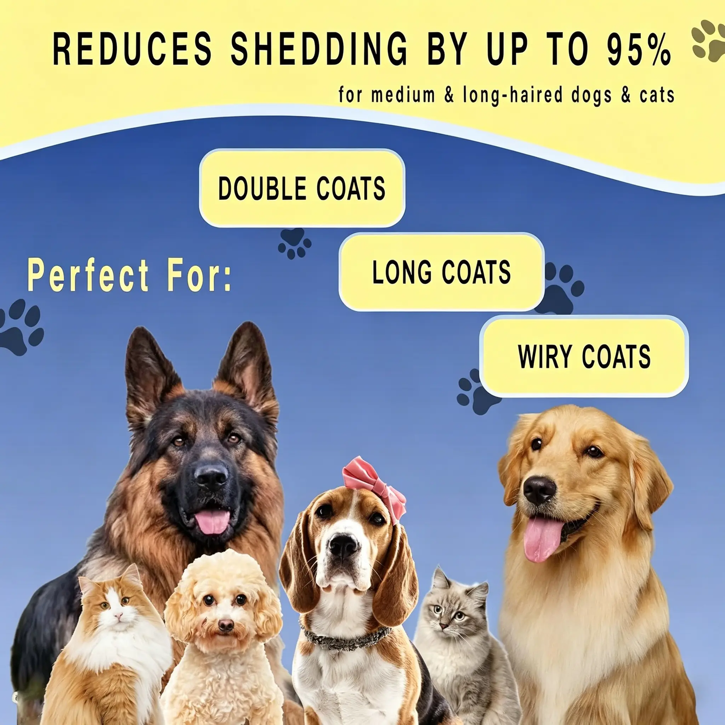 🐾Double-Sided Pet Grooming Comb✨One-Click Clean Undercoat Rake🐶Detangling Brush for Dogs Cats😺Effective for Shedding & Matted Hair-XLB