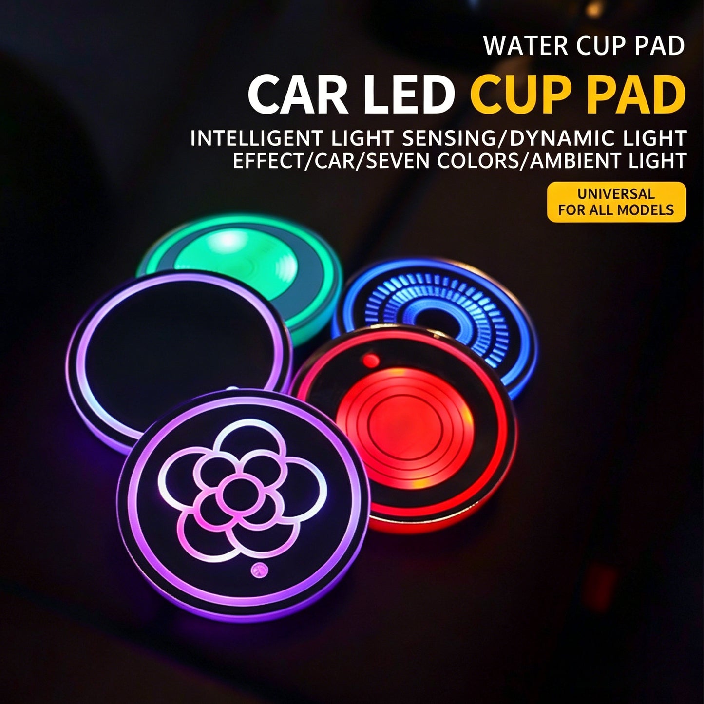 ✨LED Car Cup Holder Lights | Smart Sensor, USB Rechargeable, Multi-Color Ambient Lights ✨-CJP