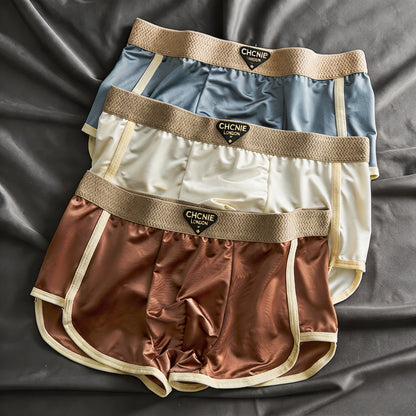 🛡️ 10A grade antibacterial satin light luxury high-end ice silk men's boxer briefs summer ultra-thin comfortable breathable shorts-CJP