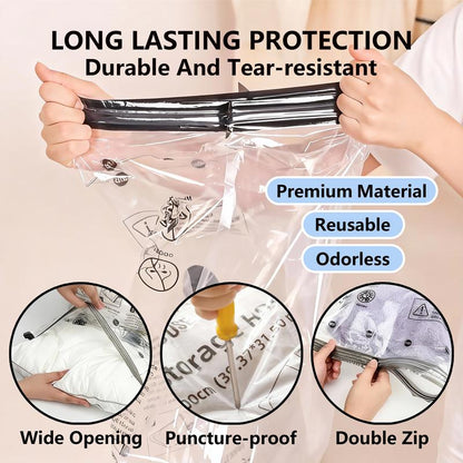 Vacuum Compression Storage Bags, Reusable, Space Saving, Ideal for Clothes and Suitcases, Perfect for Carry-on Luggage.-KPL