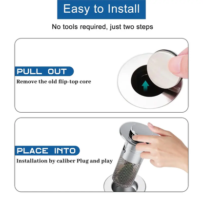 🚿 Bathroom Sink Drain Strainer. Pop-Up Stopper with Removable Stainless Steel Filter Basket ✨. Hair Catcher & Sink Plug Replacement-XLB