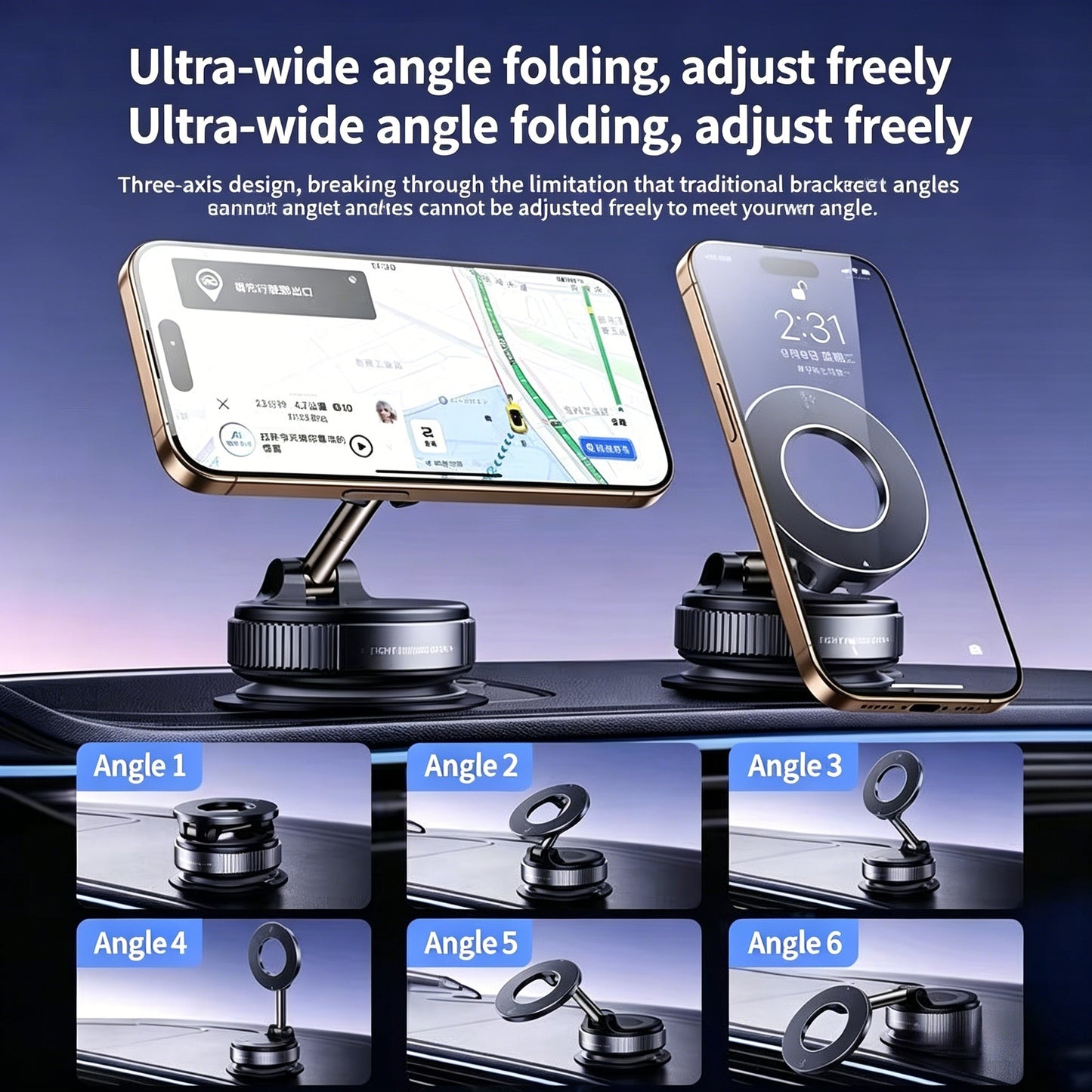 🚗Premium Foldable Vacuum Magnetic Car Phone Mount -CJP