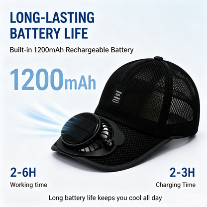 ☀️ Solar-Powered Cooling Fan Baseball Cap | UPF 50+ Sun Protection-WBJ