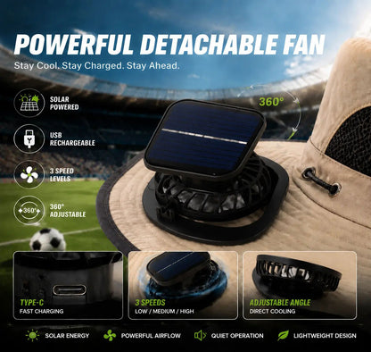 The Ultimate Father's Day Gift: Solar-Powered Outdoor Cooling Fan Hat | Wide-Brim UV Protection Sun Hat with Dual 5000 RPM Fans 🎁👴 LGZ