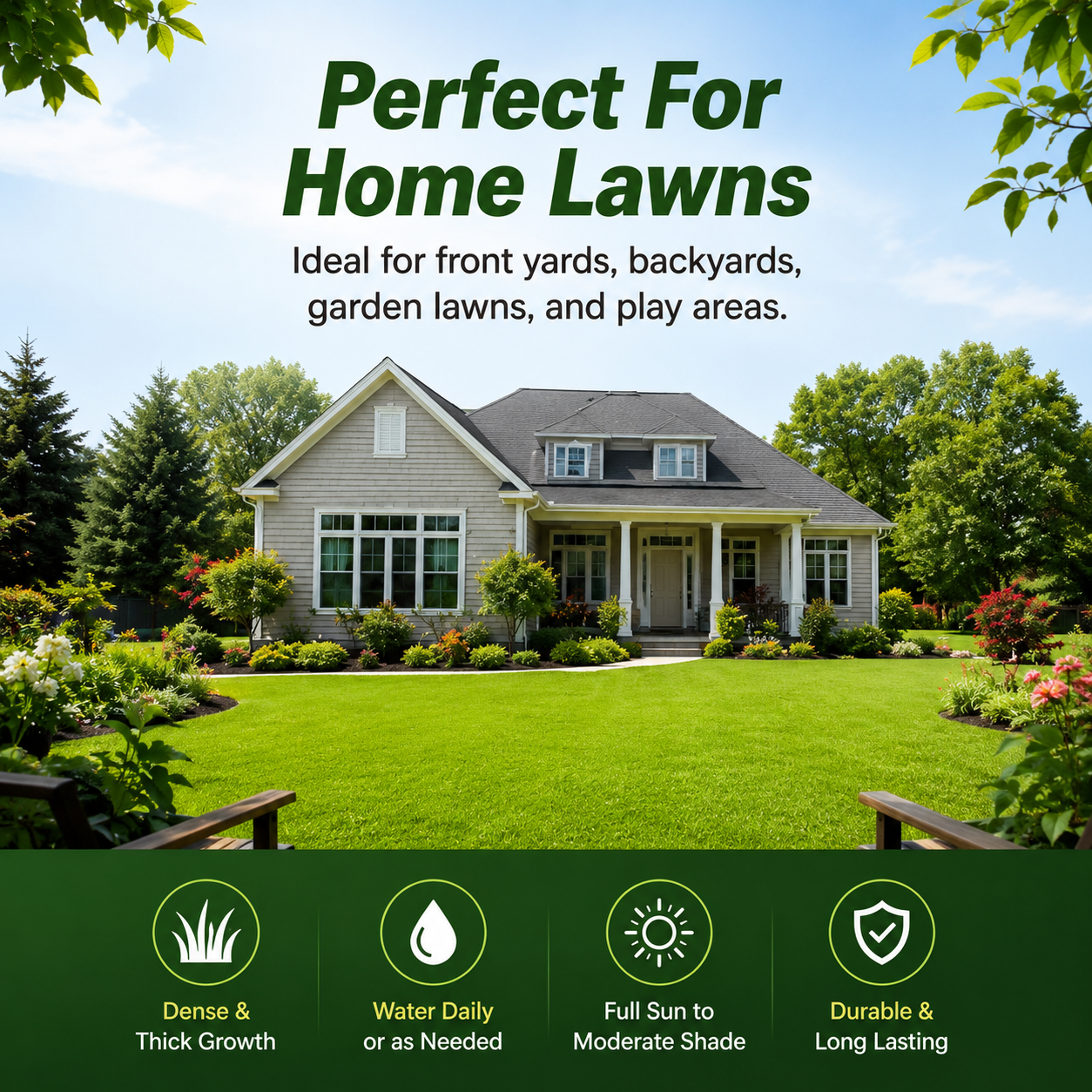 Grass seeds and shade-tolerant grass seeds, fast growing, suitable for all seasons, ideal for high-quality lawns and golf courses.-KPL