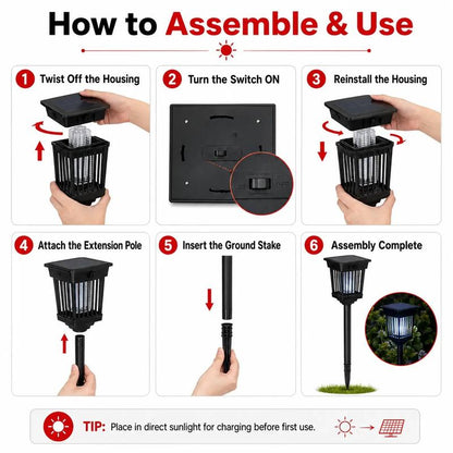 🚫🦟Solar Mosquito Killer Lamp – 2-in-1 UV Bug Zapper & LED Garden Light, Weatherproof, Auto On/Off, 0 Electricity Cost-AUX