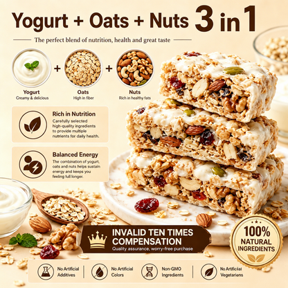 🌾 Nature’s Crunchy Grain Treat – Nut Yogurt Oat Snack Bars 🥜🍨-XLB