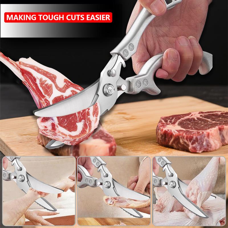 Heavy Duty Kitchen Shears – Effortlessly Cut Chicken, Fish & Meat Bones,Multi-Purpose Bone Cutting Kitchen Shears-AUX