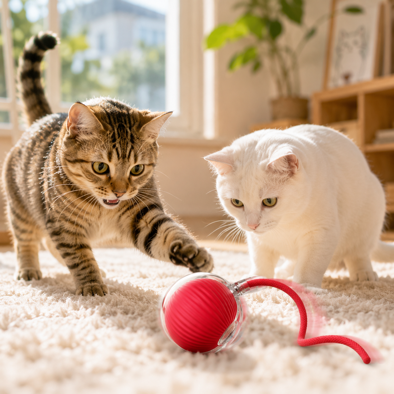 Smart Interactive Cat Toy Ball with Tail – Automatic Moving, USB Rechargeable, Motion Sensor, Boredom Relief Pet Toy for Indoor Cats-QZZ