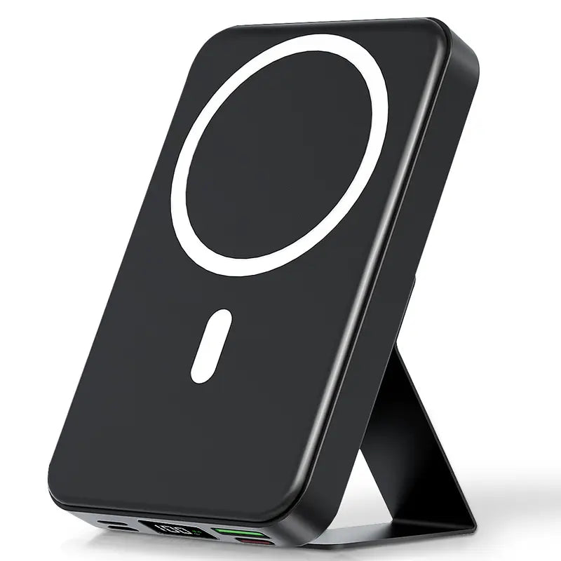 2026 US Spring Glow Up campaign 10000mAh Magnetic Power Bank Wireless Portable Charger with USB-C Cable LED Display Foldable Battery Pack for iPhone17/ 16/15/14/13/12/Pro/Pro Max Series Charging Compact Silicone Black⚡-LGZ