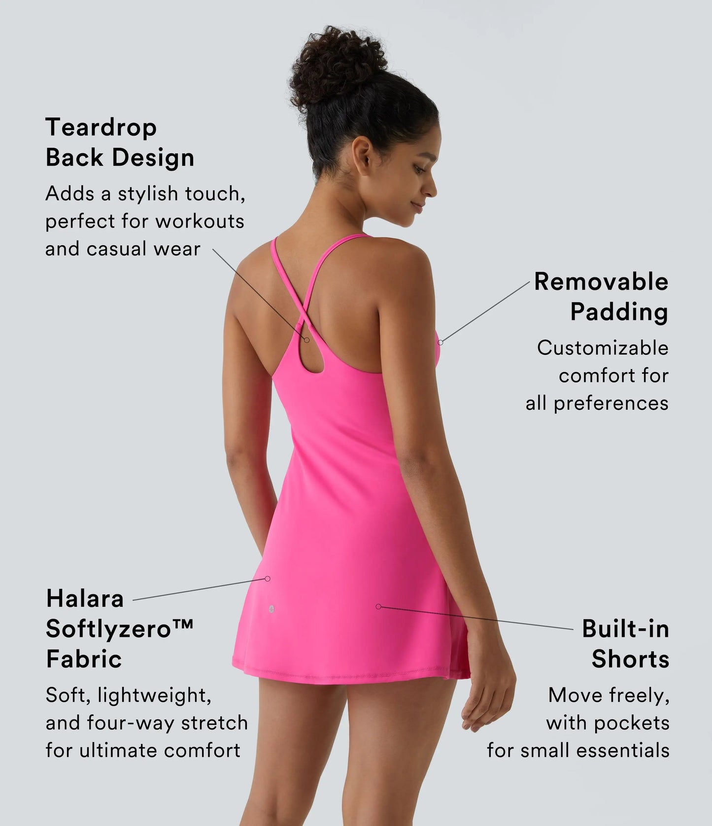 💖 Women’s Tennis Dress with Crisscross Back & Built-in Shorts | 5 Colors Available-WBJ