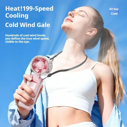 Qawtor 2026 Flagship Cyberpunk Turbo Fan | 199-Speed Semiconductor Ice-Cooling Handheld Fan ❄️🚀 LGZ