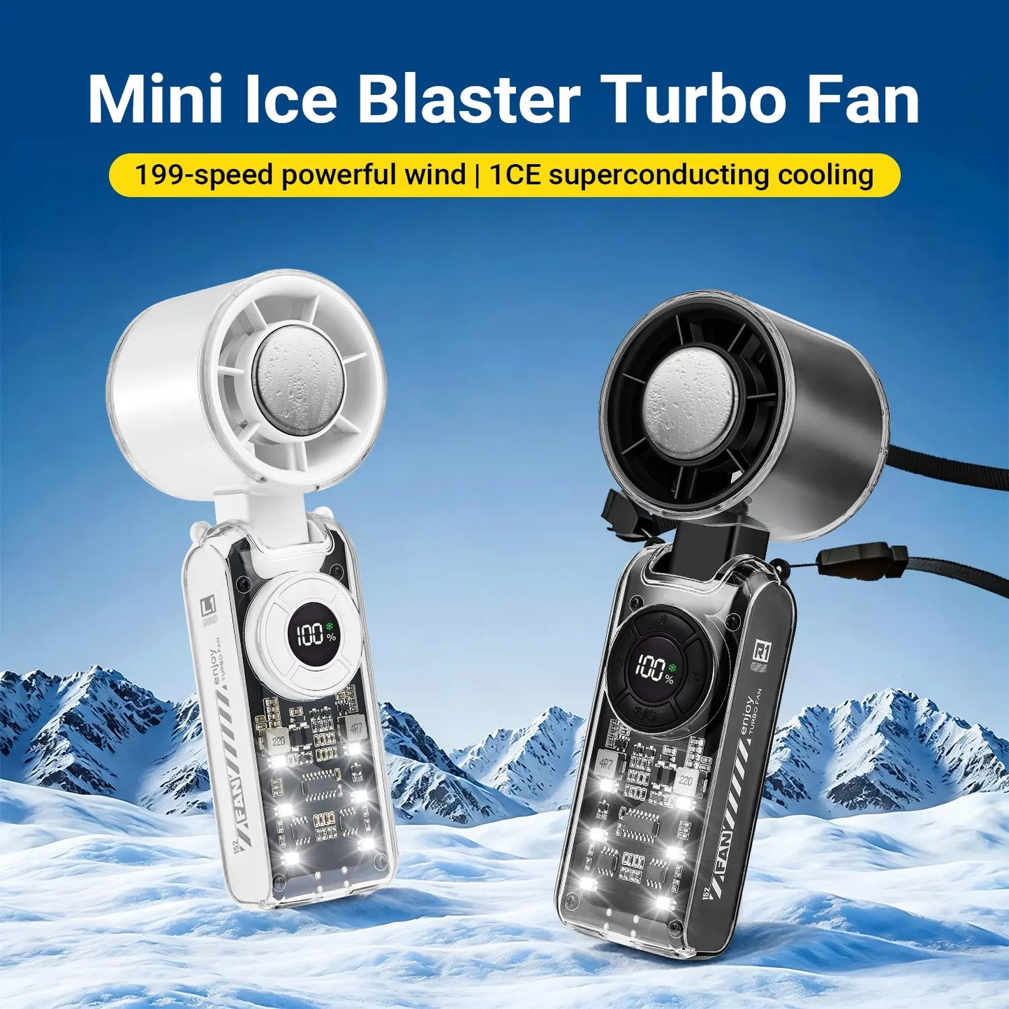 Qawtor 2026 Flagship Cyberpunk Turbo Fan | 199-Speed Semiconductor Ice-Cooling Handheld Fan ❄️🚀 LGZ