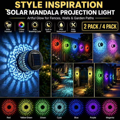 Solar Mandala Projection Wall Light ✨ Outdoor Waterproof Garden Decor Lamp-VIM