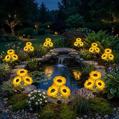 ☀️Solar Sunflower Garden Lights🌻 Waterproof LED Outdoor Stake Light💧with Auto On/Off for Yard, Pathway & Patio Decor-AUX
