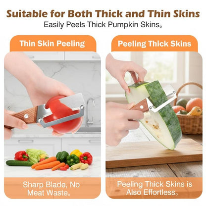 Premium-Grade Fruit & Vegetable Peeler| Sharp Stainless Steel Blade, Ergonomic Wooden Handle + Built-in Bottle Opener – Ideal for Daily Kitchen Use (Potatoes, Apples, Pumpkins & More)-KPL