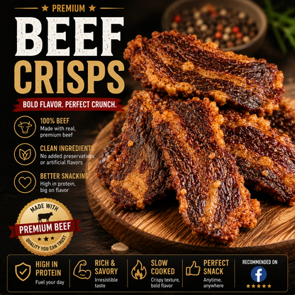 Premium Crispy Beef Bites.Big Crunch, Bold Beef Flavor in Every Bite.-OKL