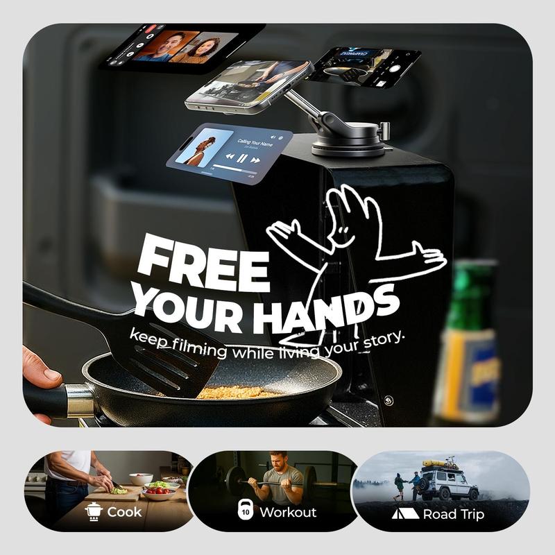 Car Phone Holder, Magnetic Phone Mount, Perfect for Your Vehicle. Vacuum Suction Cup Phone Holder, Suitable for Jeep, BMW and more car models.-KPL