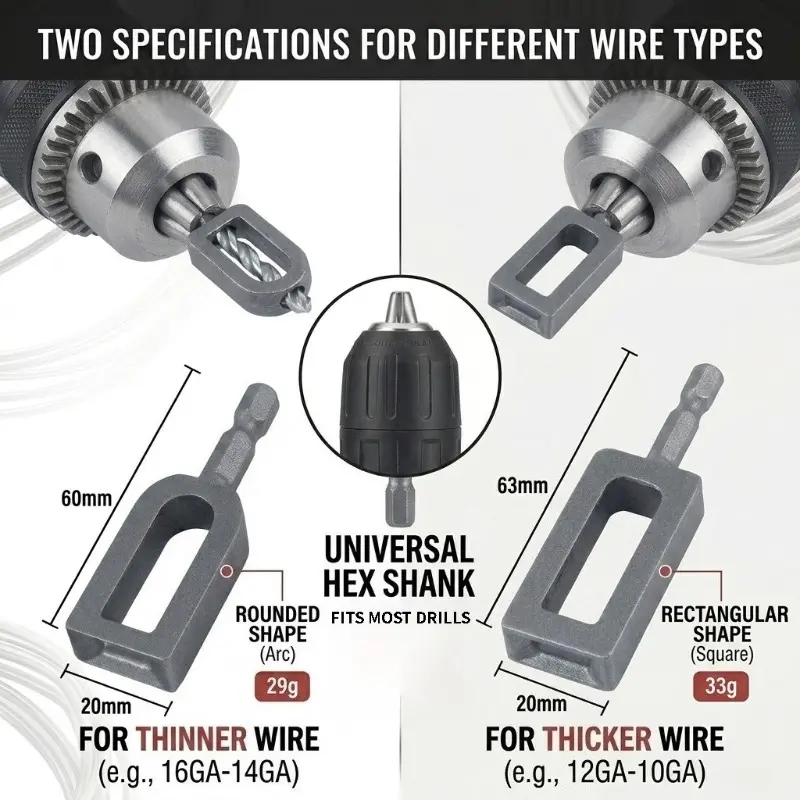 🔩 Heavy-Duty Wire Twister Tool for Drill ⚙️, High-Carbon Steel Rebar Tie Wire Twisting Bit, Fast Wire Tying Attachment for Construction 🏗️, Fencing 🚧, and Gardening 🌱-XLB