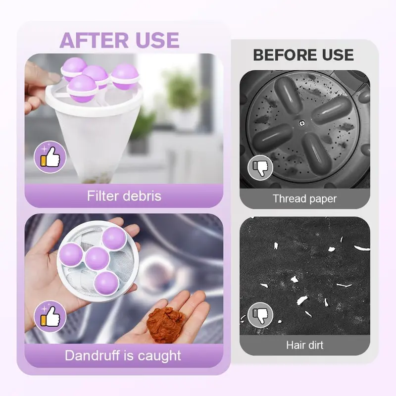 ✨Washing Machine Filter Net Bag Cleaner 🧺 Floating Hair Remover 🐾 Household Laundry Ball Hair Catcher 🧼 Universal Wash Protector Filter 💧 Efficient Cleaning Home Goods 🏠-XLB