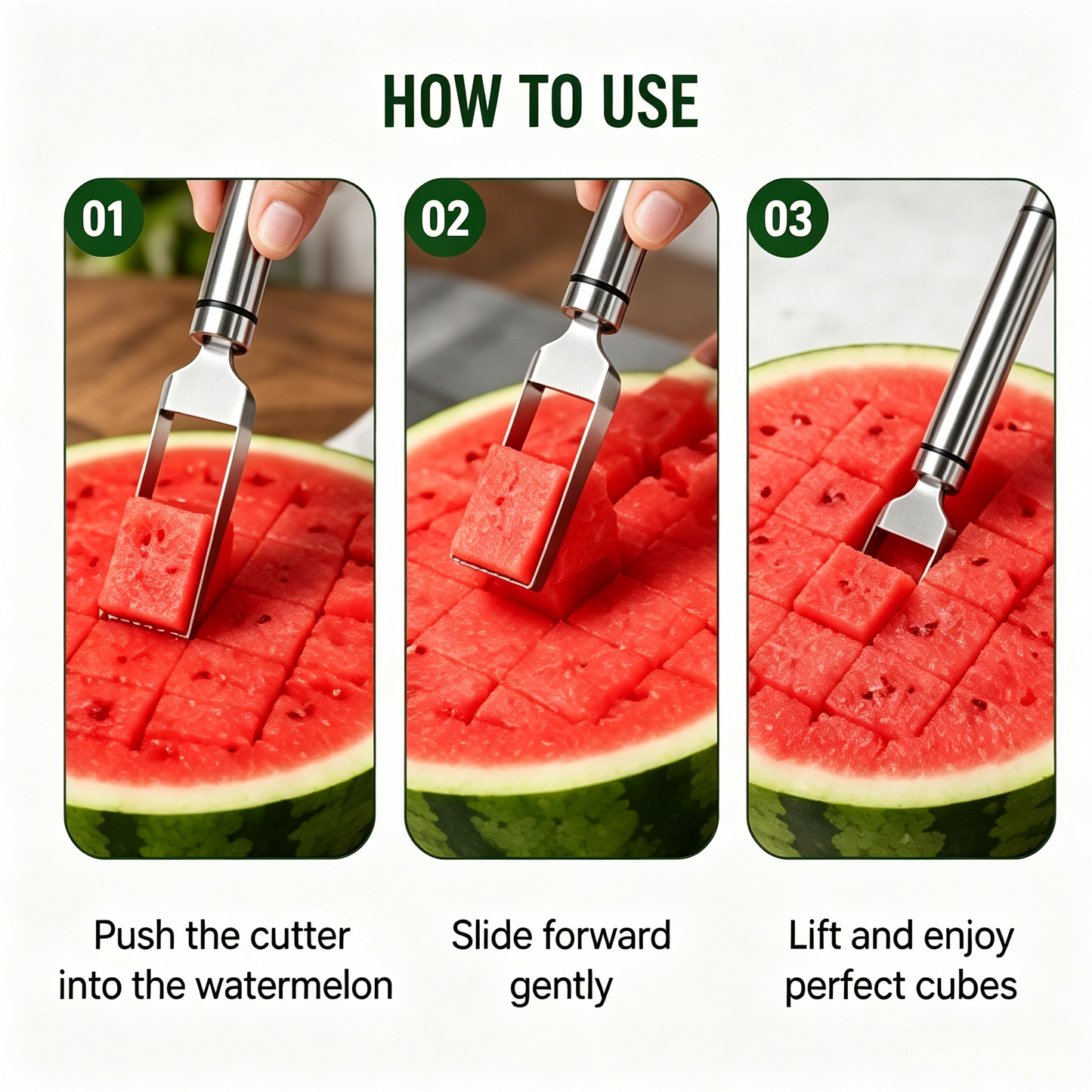 🍉 Watermelon Cube Cutter Fork – Fun, Safe, and Fast Fruit Slicing Tool-WBJ