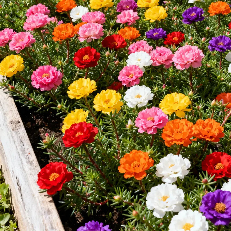 10,000 Portulaca Seeds - Double-flowered Moss Rose Annual Perennial Flower Seeds for Planting Outdoors Non GMO Mixed Colors Large Blooms Attract Pollinators Easy to Grow All Seasons.-KPL