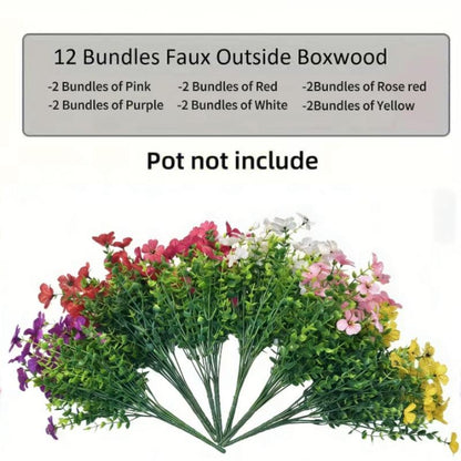 6-Color Artificial Flower (6/12pcs/set), UV Resistant Colorful Fake Flower, Decorative Bouquet for Home Garden Party Wedding Decor, Artificial Flowers Bouquet-LGZ