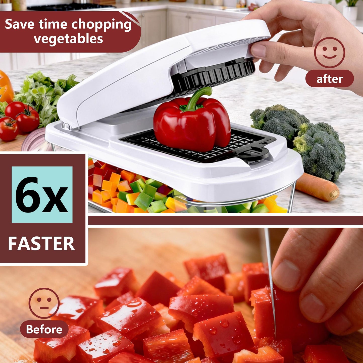 Vegetable Chopper,15-in-1 Multifunctional Food Chopper,Professional Onion Chopper with 8 Blades,Vegetable Cutter with Container for Salad,Potato,Carrot,and Garlic; Essential Kitchen Tool-JY