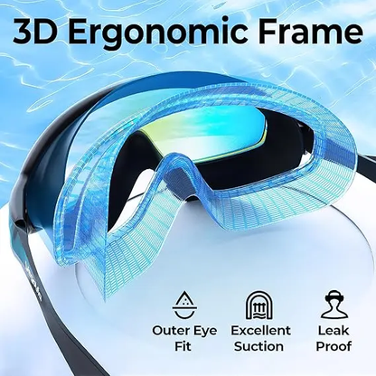 🏊Swim Goggles for Adults & Kids✨ Anti-fog & UV protective lenses🌞, equipped with earplugs and nose clip👂👃 Comfortable waterproof fit💧, ideal for swimming training & outdoor water fun-XLB