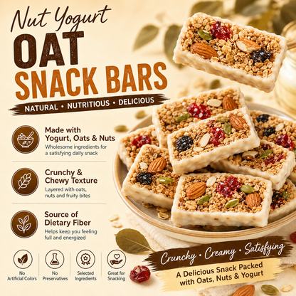 🌾 Nature’s Crunchy Grain Treat – Nut Yogurt Oat Snack Bars 🥜🍨-XLB