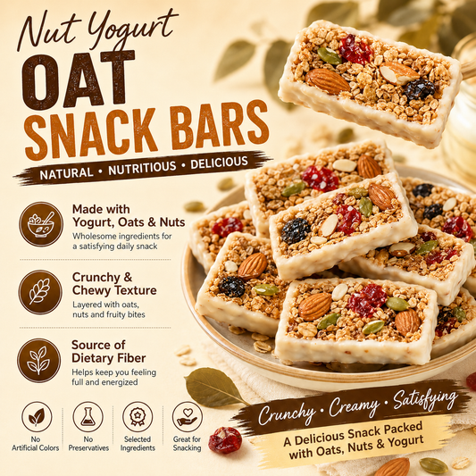🌾 Nature’s Crunchy Grain Treat – Nut Yogurt Oat Snack Bars 🥜🍨-XLB