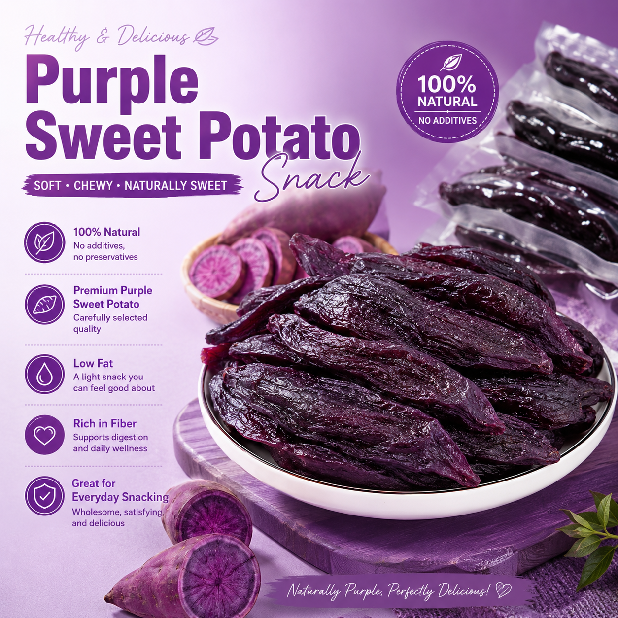 😋Healthy Low Fat Purple Sweet Potato Snack- 🍃Supports balanced blood sugar & daily body vitality-XLB