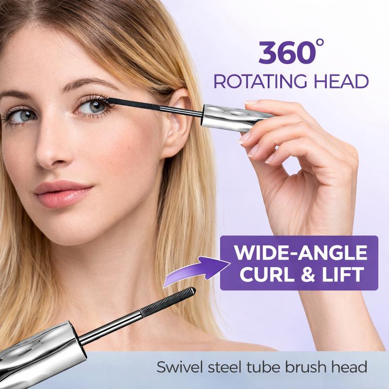 Steel tube spiral mascara, featuring a special spiral brush head made of steel – long-lasting and waterproof, providing 24-hour wear, easy to apply, and keeps each lash individually long and curled for an extended period. -AUX