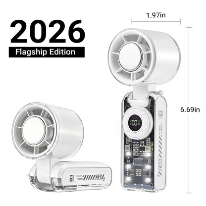 Qawtor 2026 Flagship Cyberpunk Turbo Fan | 199-Speed Semiconductor Ice-Cooling Handheld Fan ❄️🚀 LGZ