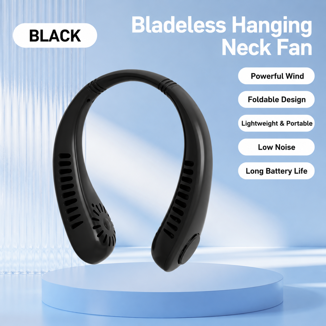 ❄️BreezeBud Bladeless Neck Fan | Hands-Free, No Hair-Tangle, USB Rechargeable Cooler for Summer Adventures & Everyday Life-WBJ